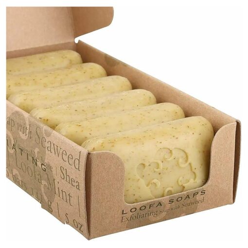 Baudelaire Exfoliating Soap, Sea Loofa Bath Soap & Body Soap, Natural Soap, Triple Milled with 100 % Natural Fragrance, 2 % Seaweed and Sustainable Palm Oil - 5 oz ( COMES IN 6 PIECE BOX ! )