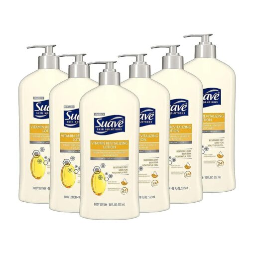 Suave Skin Solutions Body Lotion Revitalizing with Vitamin E, 18 Fl Oz ( Pack of 6 )