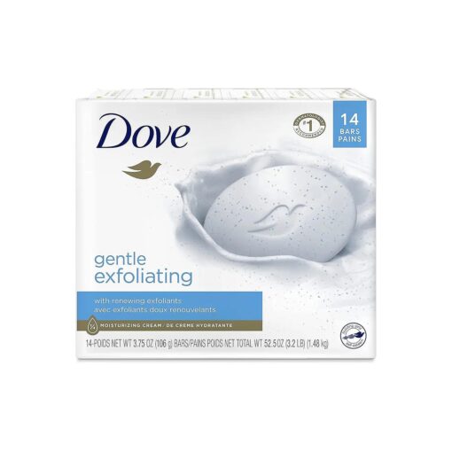 Dove Beauty Bar More Moisturizing Than Bar Soap Gentle Exfoliating With Mild Cleanser For Softer And Smoother Skin 3.75 oz Pack of 14