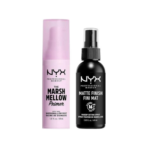 NYX PROFESSIONAL MAKEUP Marshmellow Smoothing Primer + Makeup Setting Spray, Matte Finish ( 2-Pack Bundle )