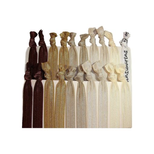 Hair Ties Ponytail Holders - 20 Pack - Brown Ombre No Crease Ouchless Elastic Styling Accessories Pony Tail Holder Ribbon Bands - By Kenz Laurenz