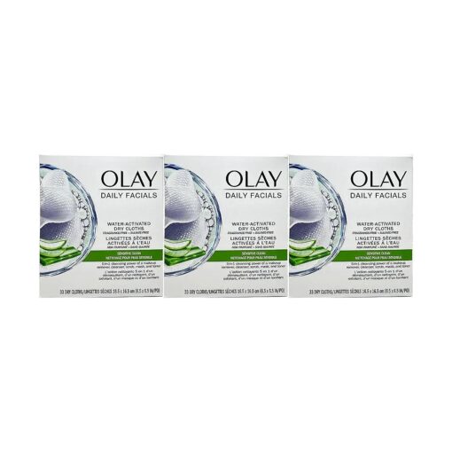 OLAY Daily Gentle Clean 5-in-1 Water Activated Cloths, 33 Count ( Pack of 3 )