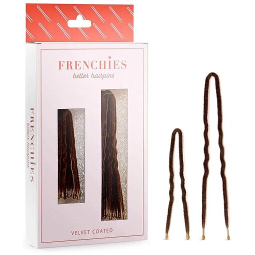 Frenchies Ultra Flocked Extra Soft French Twist Hair Pins for Women, Girls, Teens Buns, Wedding Hair Accessories, Womens Updo Hairstyles, Hair Extensions or Wig, 20 Count, Brown