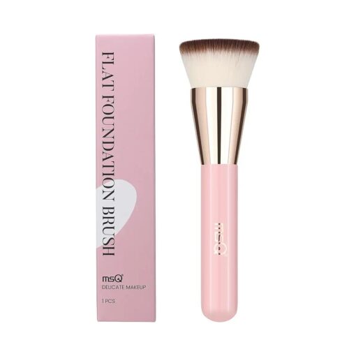 Foundation Brush for Liquid Makeup, MSQ Flat Top Kabuki Foundation Brush Premium Makeup Brushes for Liquid, Cream and Powder-Liquid Blending Powder Brush, Pink