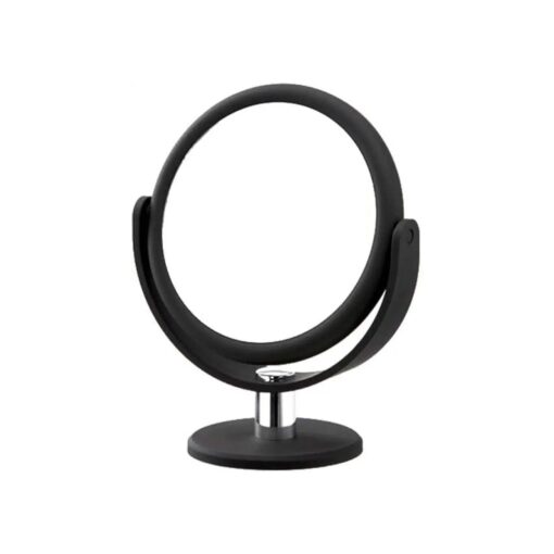 Danielle Creations 6.75-Inch Portable Two-Sided Vanity Round Vanity Makeup Mirror, No-Slip Soft Touch with 360 Rotation, 12x Magnification, Midnight Matte Black