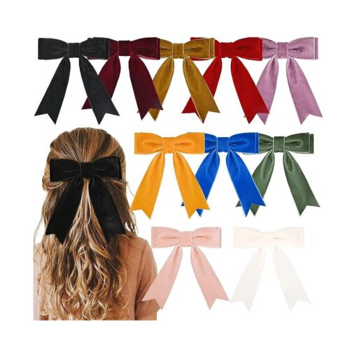 10Pcs 5" Velvet Hair Bows Girls Hair Clips Ponytail Holder Accessories for Women Girls Toddlers