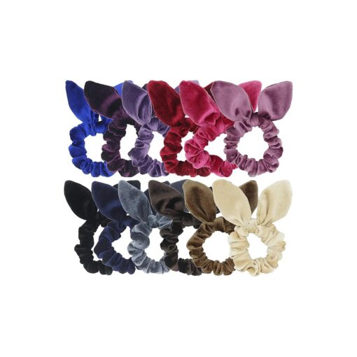 SUSULU Hair Scrunchies Velvet Scrunchy Elastic Hair Ties Twist Knot Hair Bands Women Ponytail Accessories Pack of 12pcs