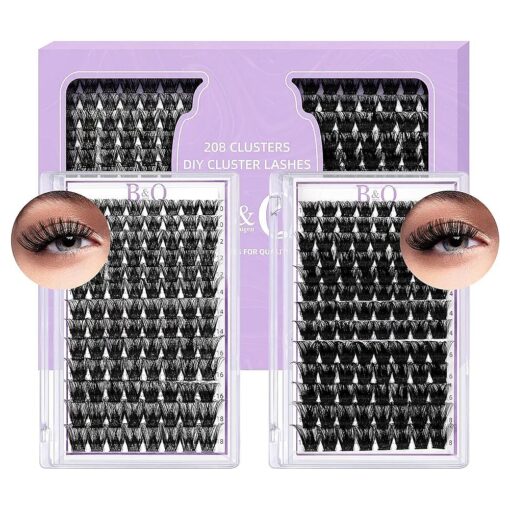 Lash Clusters 208 PCS Cluster Lashes Individual Lashes B05+B06 Eyelash Extensions 10-18mm DIY Lash Extensions D Curl Volume Wispy Soft Comfortable Band False Lashes ( D-10-18MIX )