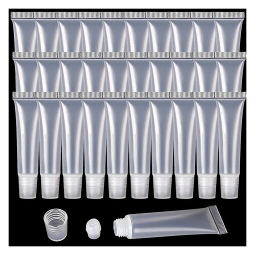 FALADOO 100 Pcs 10 ml Lip Gloss Balm Tubes Refillable Empty Tubes Clear Cosmetic Containers Soft Tube ( 10ML, 100 )