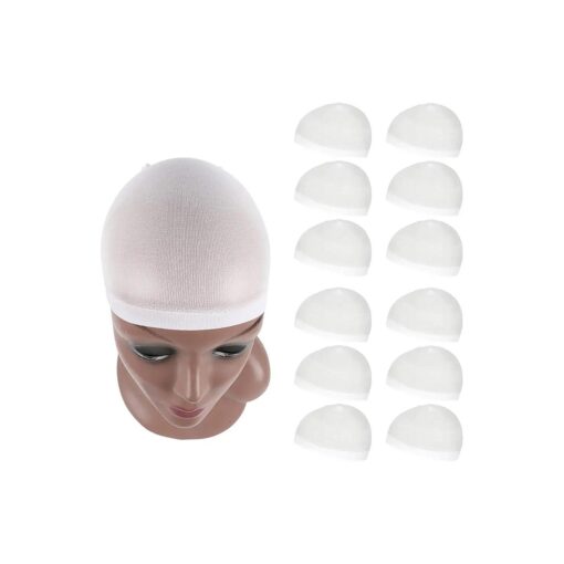 Wig Cap for Lace Front Wig 12 pcs ( 6 Pack ) White Nylon Wig Cap for Wigs Making Stretchy Stocking Wig Caps for Women