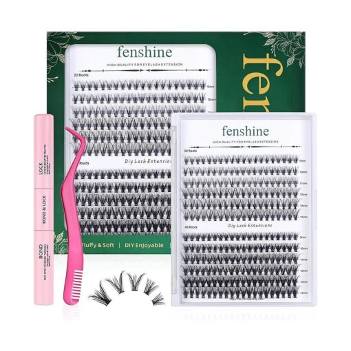 Fenshine Cluster Eyelash Extensions 240pcs 20D/40D Cluster Eyelashes Mixed, Natural False Eyelashes Cluster Soft Individual Lashes Clusters