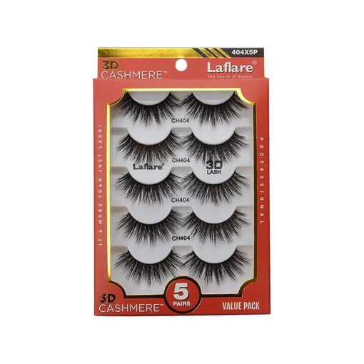 Laflare Products 3D Cashmere Crossed Dramatic Fluffy Wispy Handmade Reusable False Eyelashes Volume Soft Strip Lashes Multipack 5 Pairs Multi-layered Effect Eyelashes ( CH404 )