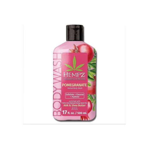 Hempz Body Wash - Pomegranate - Hydrating for Sensitive Skin, Scented, Exfoliating with Shea Butter, Pure Hemp Seed Oil, and Algae for Sensitive Skin - 17 fl oz