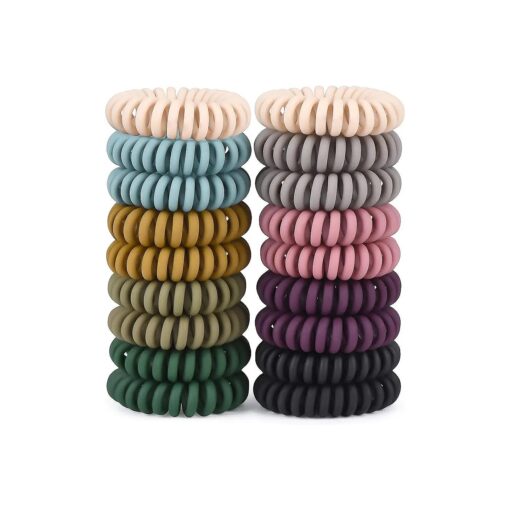 Hair Ties, 18 Pack Women Elastic Hair Ties, No Crease Spiral Hair Ties, Ponytail Hair Band Without Crease, Strong Stretching Force, Suitable For Women And Children With Thick Or Thinning Hair