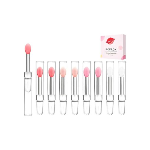 Silicone Lip Brushes Tool, Lipstick Applicator Brushes with Caps for Makeup Beauty Brushes, Eyeshadow Lip Brush for Applying Mask Oil, Lipstick Lip Gloss, 8pcs/box Multi-colored