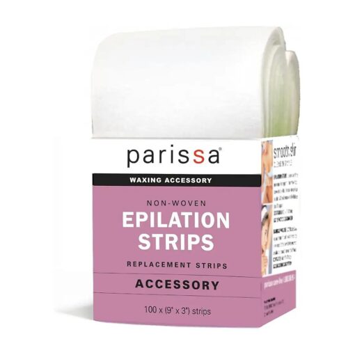 Parissa Epilation ( Waxing ) Non-Woven Cloth Strips, Replacement Strips for use with Hair Removal Liquid Wax, 100 x Large Size Strips 9" x 3"