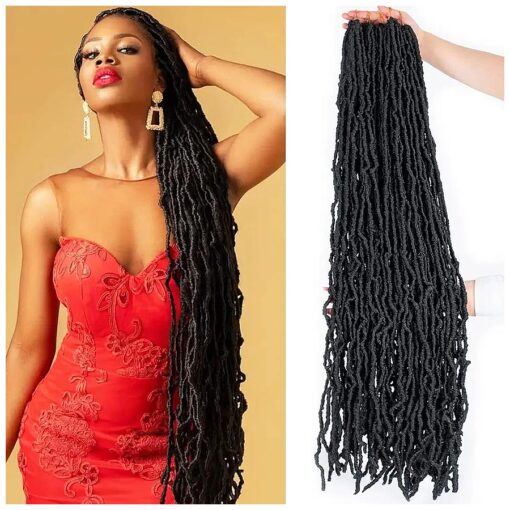 36 Inch New Soft Locs Crochet Hair Faux Locs Crochet Braids Hair 6 Packs/lot Super Long Goddess Locs Dreadlocs Synthetic Hair Extend Pre Looped Natural Soft Locs Braiding Hair for Women ( 36 Inch, 1B )