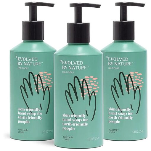 Evolved By Nature Liquid Hand Soap, 12 Oz ( Pack of 3 ), Rosemary Lemon, Biodegradable Formula