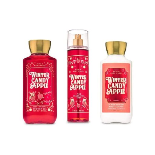 Bath and Body Works - Winter Candy Apple - Winter 2019 - Daily Trio - Shower Gel, Fine Fragrance Mist & Super Smooth Body Lotion