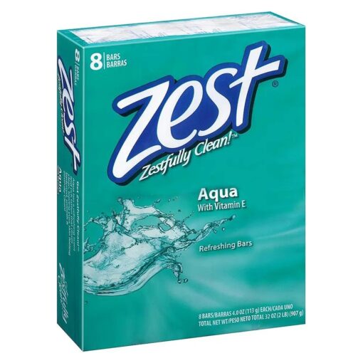 Zest 8-Bar Bath Size Soap, Aqua, 4 Ounce per bar, 8 bars, 32 Ounce