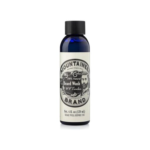 Mountaineer Brand Beard Wash For Men | 100 % Natural Beard Shampoo | Thick Cleaning Softening Lather for Hair and Skin | Hydrate and Detangle | Grooming Treatment | WV Timber Scent 4oz