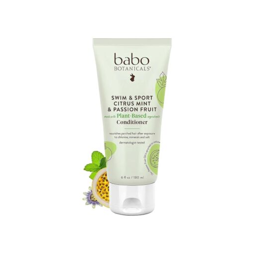 Babo Botanicals Swim & Sport Citrus Mint & Passion Fruit Conditioner - Purifying & replenishing- Shea Butter & Green Tea - for All Ages - Scented with Citrus and Peppermint Essential Oils