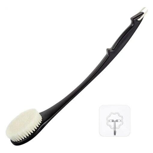 Exfoliating Shower Brush, Bath Body Brush, Never Mold Back Brush Long Handle for Shower, 17 Inches Dry Brushing Body Brush or Wet Brush with Moderate Bristles ( 17" Black )