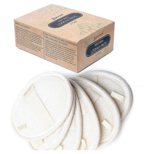 6 Pack Premium Bath Loofah Pads - 6 Inch, 100 % Natural Exfoliating Shower Sponge Scrubber, Perfect for Men & Women Body Wash, Luxurious Luffa Loofah Body Scrubber