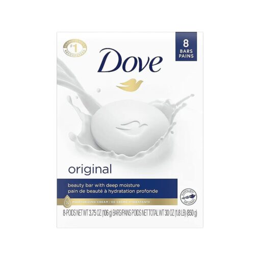 Dove Beauty Bar Gentle Skin Cleanser Moisturizing for Gentle Soft Skin Care Original Made With 1/4 Moisturizing Cream 3.75 oz, 8 Bars