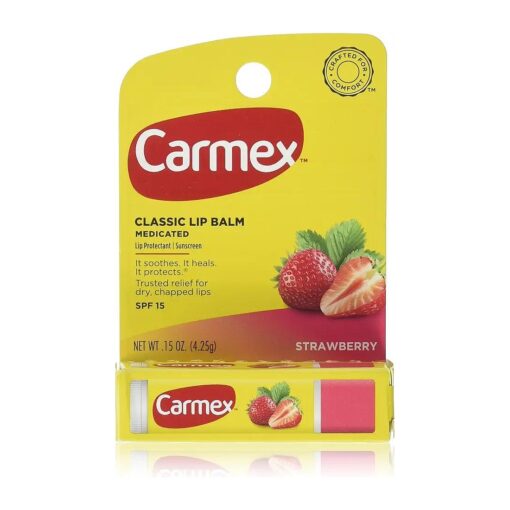 Carmex Click-Stick Moisturizing Lip Balm SPF 15 Strawberry 0.15 oz ( Pack of 3 )