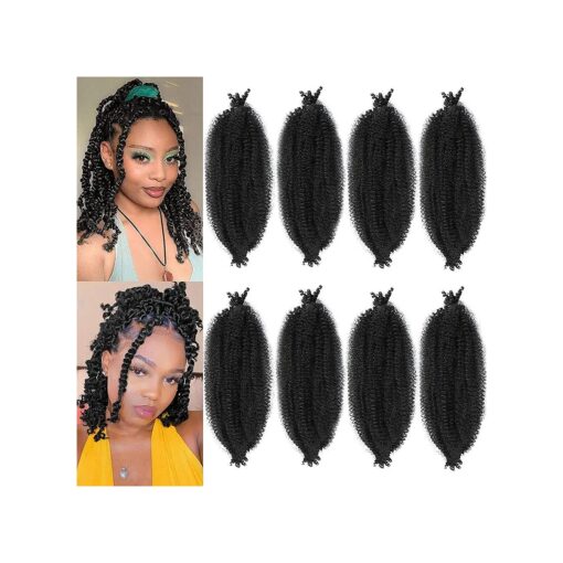 8 Packs Springy Afro Twist Hair Pre-Separated Kinky Marley Twist Braiding Hair Soft Synthetic Crochet for Distressed Faux Locs Spring Twist Hair Extensions for Women ... ( 16 Inch ( Pack of 8 ), 1B ) ......