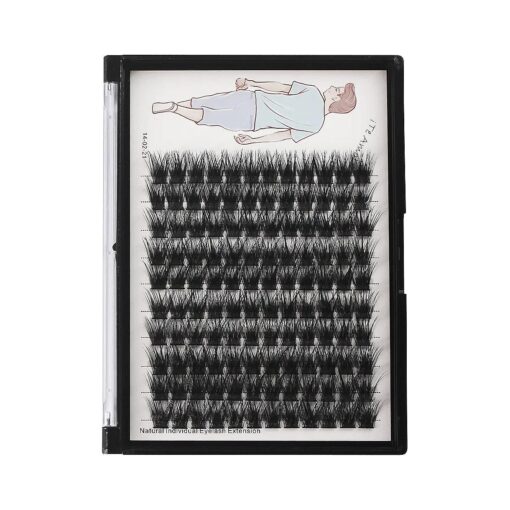 Large Tray-Grafted Wide Stem Individual False Eyelashes Thick Base 120 Clusters D Curl Natural Long Volume Eye Lashes Extensions Dramatic Look 8-20mm Available ( 16mm )