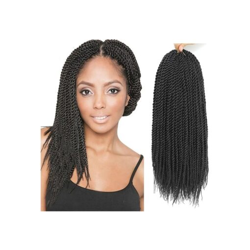 Senegalese Twist Crochet Hair For Black Women 14 Inch 7 Packs Crochet Senegalese Twists Crochet Twists Pre Looped Small Crochet Braids Hair 30Stands/Pack Hot Water Setting ( 14 Inch, 1B )