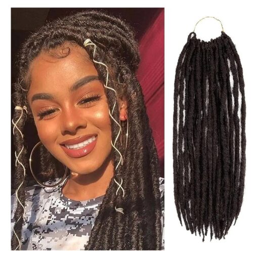 18 Inch 6 Pack AU-THEN-TIC Faux Locs Crochet Braid Hair Dread Lock Braids Hair U LOC Dreadloc Straight Pre Looped Synthetic Hair Extensions ( 18 Inch ( Pack of 6 ), 4-Medium Brown )