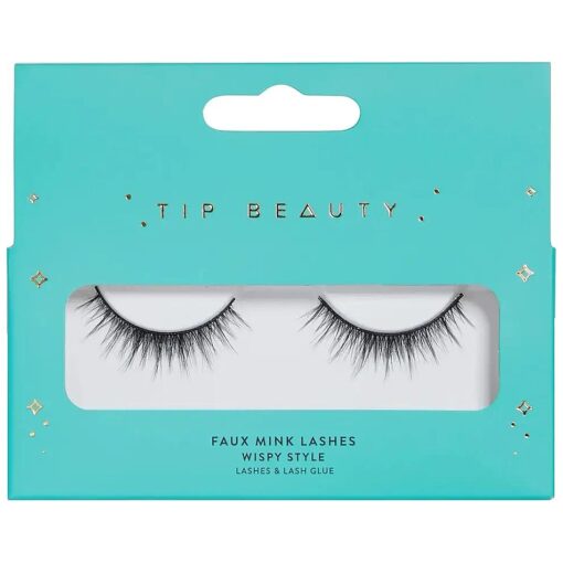 Wispy Style Eyelashes with Lash Glue - Comfortable & Natural Look Faux Mink Eye Makeup - Lightweight, Reusable, Soft & Cruelty-Free Set - Fake Eyelashes & Lash Glue for Women - Calling Card