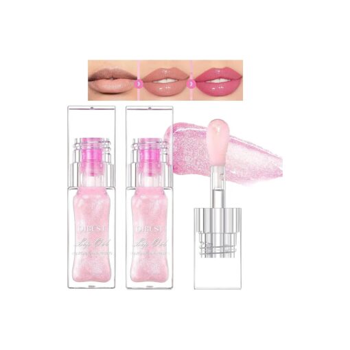 2PCS Magic Color Changing Lip Oil, Warm Change Moisturizing Lip Gloss Lip Oil Hydrating Lip Oil, Upgraded Long Lasting Nourishing Magic Big Brush Color Changing Lip Oil ( # 1 )