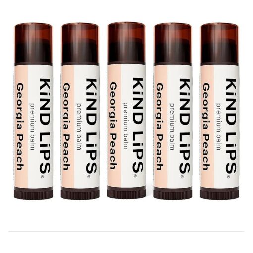 Kind Lips Lip Balm - Nourishing & Moisturizing Lip Care for Dry Lips Made from Shea Butter, Beeswax with Vitamin E | Georgia Peach Flavor | 0.15 Ounce ( Pack of 5 )