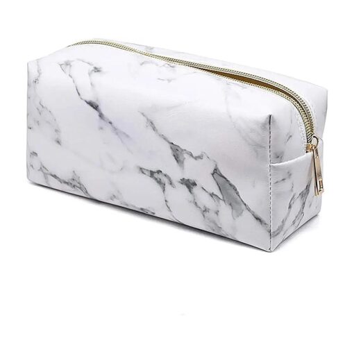 Marble Makeup Bag Travel Storage Cosmetic Bag Small Portable Pouch with Gold Zipper Makeup Bag for Purse Makeup Brush Bag ( 7.5" x3.5" x2.8" )