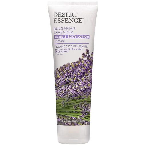 Desert Essence, Bulgarian Lavender Hand & Body Lotion 8 fl, oz, - Gluten Free - Vegan - Cruelty Free - Calming Bulgarian Lavender - Soothing Organic Jojoba Oil - Softens Skin