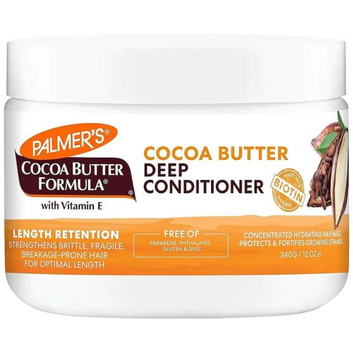 Palmer 's Cocoa Butter & Biotin Length Retention Deep Conditioner, Strengthen, Nourish and Restore Elasticity and Shine, Suitable for All Curly Hair Patterns 12 Ounce