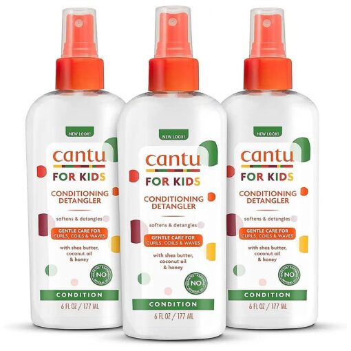 Cantu Care for Kids Paraben & Sulfate-Free Conditioning Detangler with Shea Butter, 6 fl oz ( Pack of 3 ) ( Packaging May Vary )