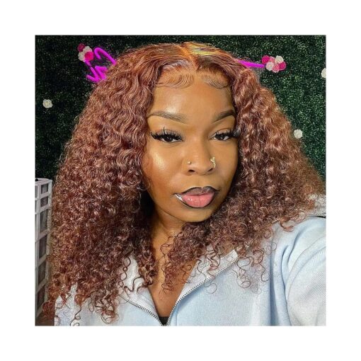 5x5 HD Lace Closure Deep Wave BOB Wig Human Hair Light Brown Wig Glueless Wigs Human Hair Pre Plucked Pre Cut Curly Wigs for Black Women 180 Density Human Hair Wigs 14 Inch Wear and Go Wig