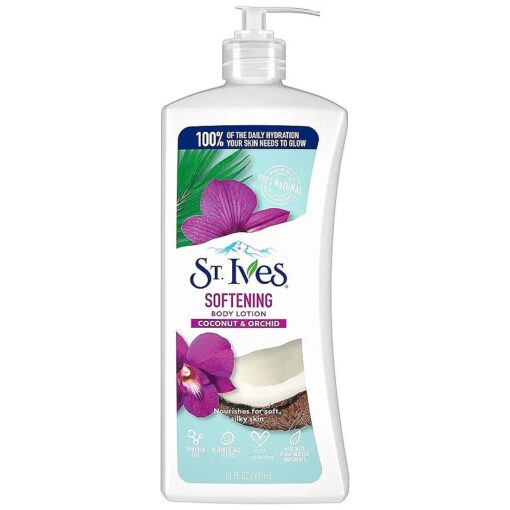 St. Ives Softening Hand & Body Lotion Moisturizer for Dry Skin Coconut & Orchid Made with 100 % Natural Moisturizers 21 oz