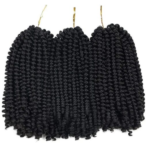 Beyond Beauty Spring Twist Crochet Hair 90strands 8 Inch Fluffy Spring Twists Braiding, Spring Twist Crochet Braids Bomb for Black Women ( 1B )