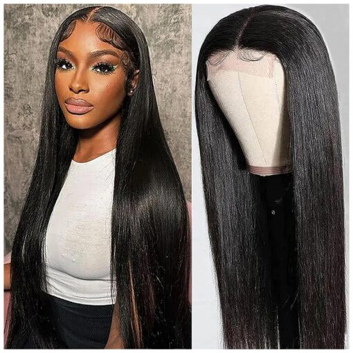 MIRTHFUL Straight Lace Front Wigs Human Hair for Black Women 4x4 Lace Closure Wigs Human Hair Pre Plucked 180 % Density Brazilian Glueless Wigs Human Hair 18 Inch