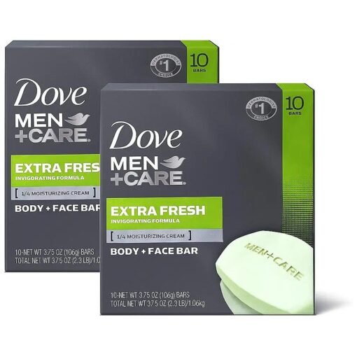 Dove Men+Care Body and Face Bar, Extra Fresh, 4 Ounce, 20 Count