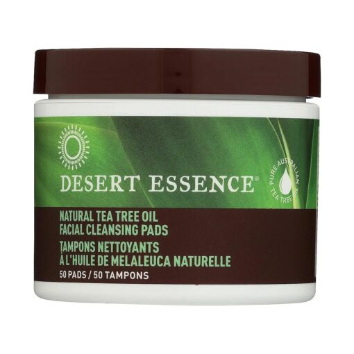 Desert Essence Facial Cleansing Pads Tea Tree Oil, 50 Pads, 0.75 Bottle