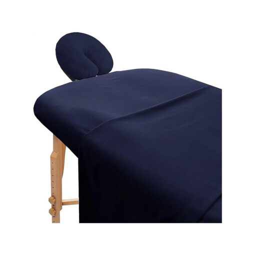 Massage Table Sheets Sets 3 Pcs 100 % Cotton Flannel Massage Sheets Sets - Includes Fitted Sheets for Massage Table, Flat Sheet & Face Cover - Soft & Smooth Massage Bed Cover - Navy Blue