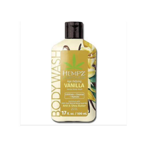 Hempz Body Wash Age Defying - Vanilla & Musk - Hydrating for Sensitive Skin, Scented, Exfoliating with Shea Butter, Pure Hemp Seed Oil, and Algae for Sensitive Skin - 17 fl oz