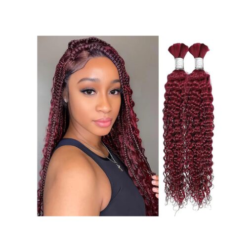 Human Hair Braiding Hair for Boho Braids 18 Inch Deep Wave Bulk Human Hair for Braiding 100 % Virgin 12A Curly Micro Wet and Wavy Braiding Human Hair No Weft 100g ( 99j )